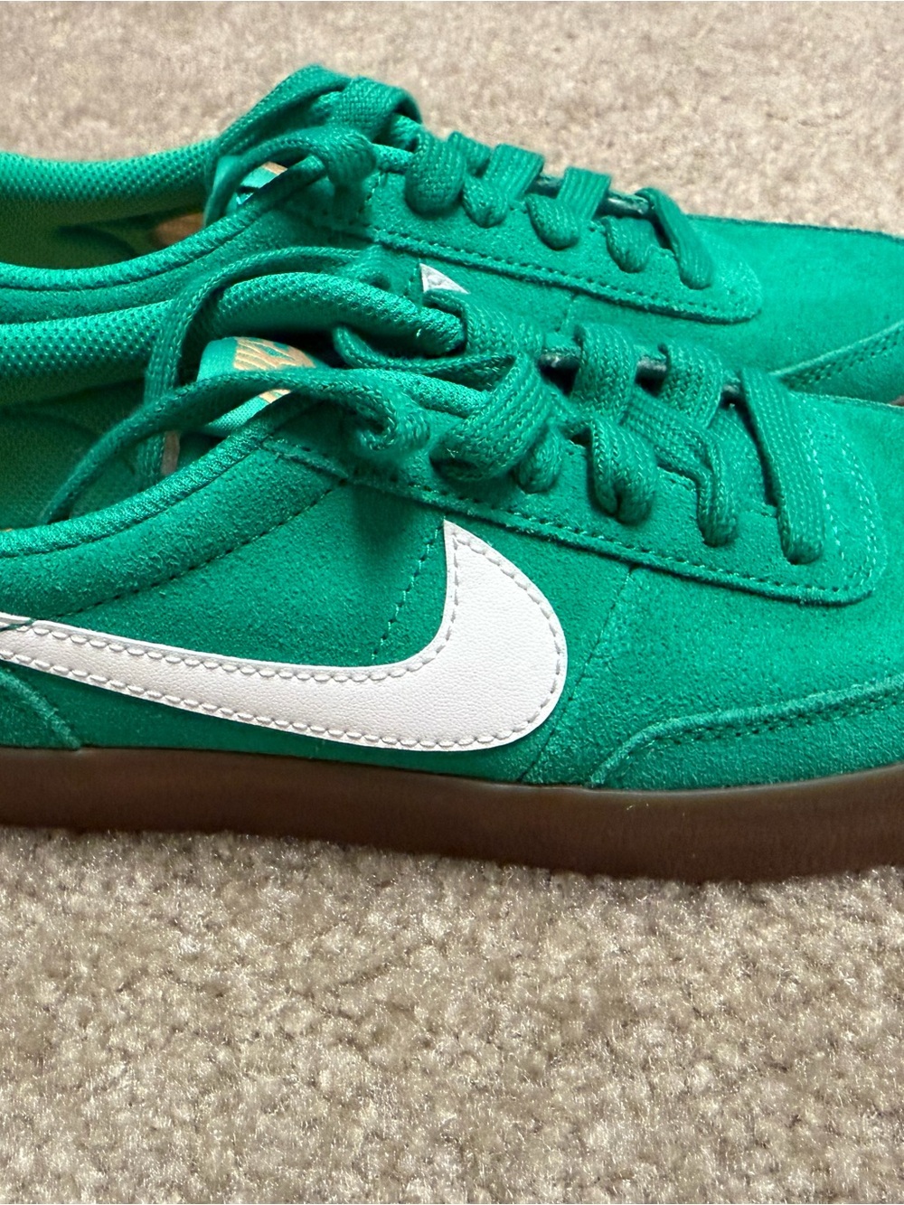 Nike Teal Green Suede Sneakers with White Swoosh